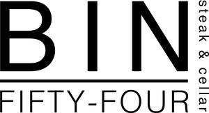 a close up of a logo of Bin Fifty Four